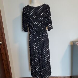 #69) Anne Klein Black Dress With White Dots Womens Size 14